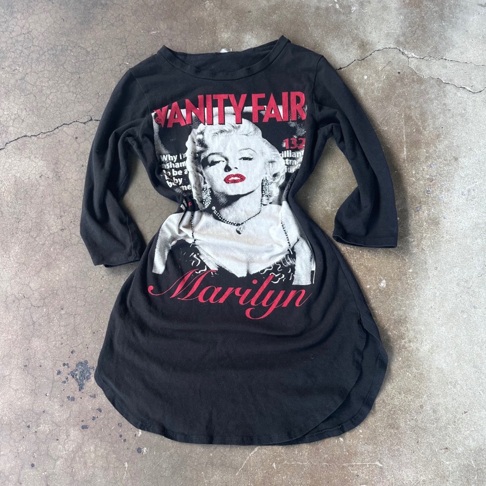 Unbranded Marilyn Monroe Graphic Dress Womens S Black Excellent 3/4 Sleeve Mini